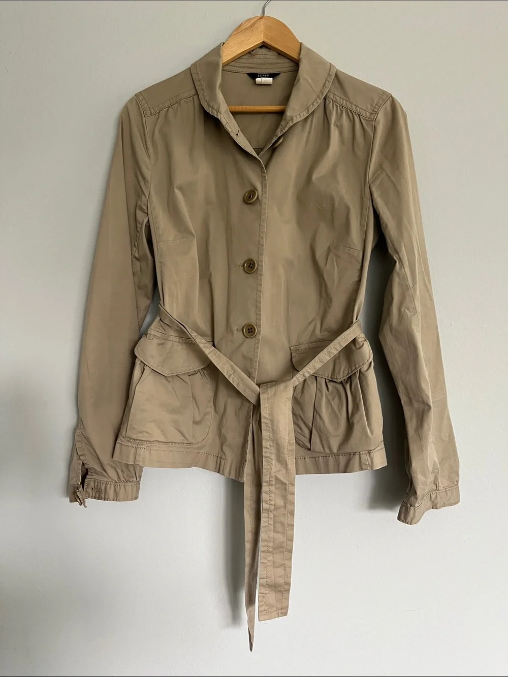 J. Crew Khaki Utility Jacket with Waist Ties - Women